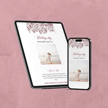 Model invitație digitală pagină nuntă - design premium personalizabil pentru evenimente elegante