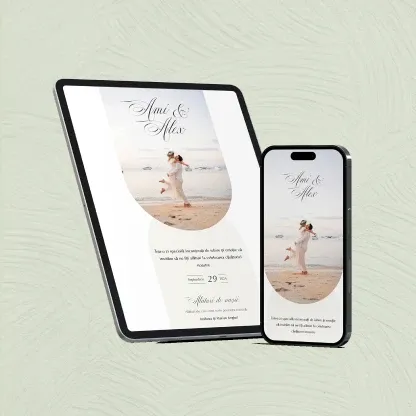 Model invitație digitală pagină cununie civilă - design modern și elegant pentru ceremonii civile