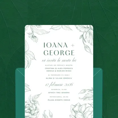 Model invitație digitală card nuntă - design clasic și rafinat pentru evenimente tradiționale