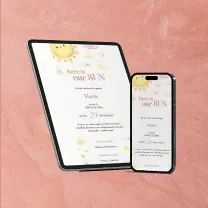 Modele invitații digitale botez - design tip pagină modern și elegant pentru botezul copilului tău